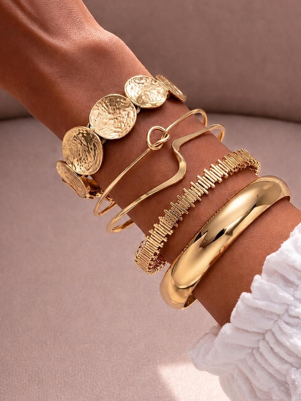 Gold Nomad Coin Cuff Bracelet
Stack Set